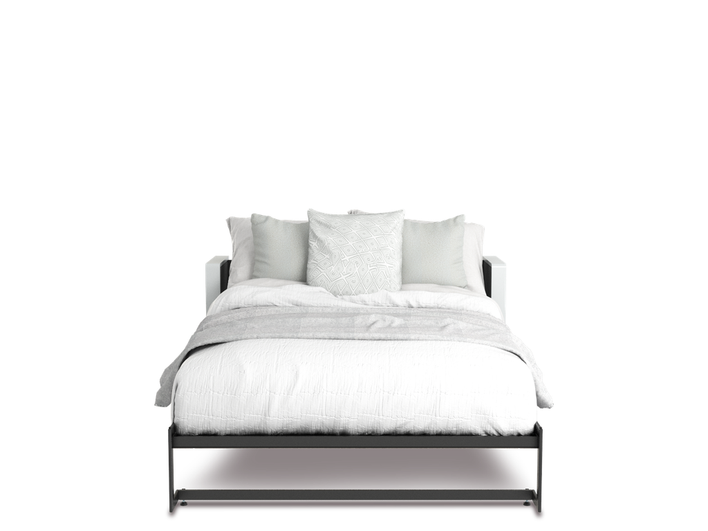 Esentelle base de cama matrimonial con laminado de madera color acacia // MS