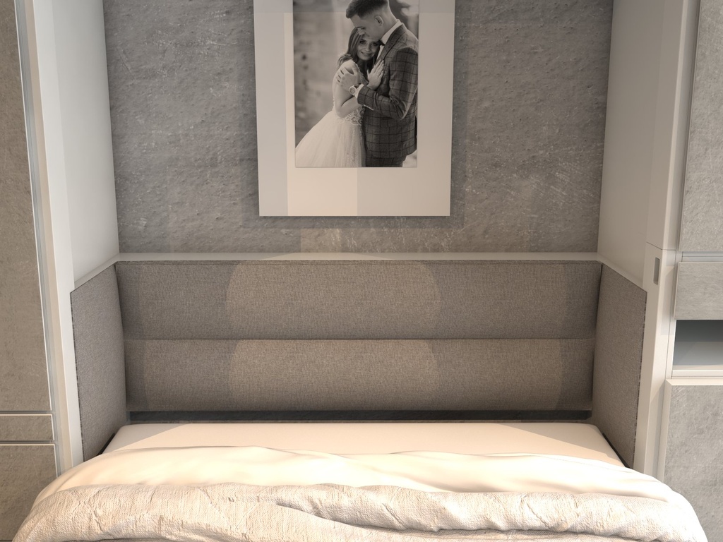 Todden conjunto de cama abatible,clóset,sofá y mesa matrimonial laminado de madera color titanio // MS