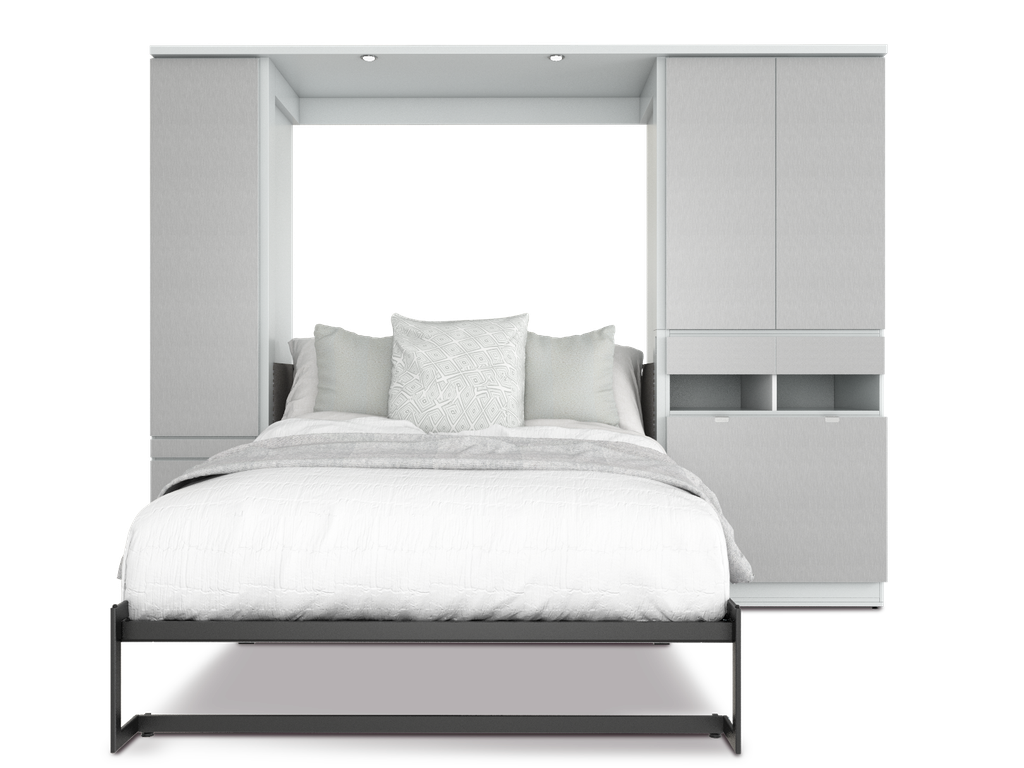 Todden conjunto de cama abatible,clóset,sofá y mesa queen size laminado de madera color titanio // MS