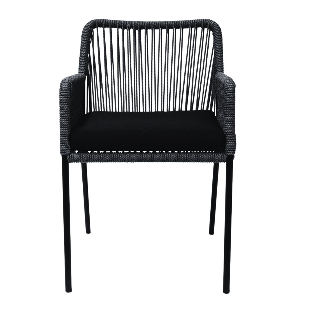 Chapala silla metal negro cuerda negra cojín curri // Pedido especial_25743