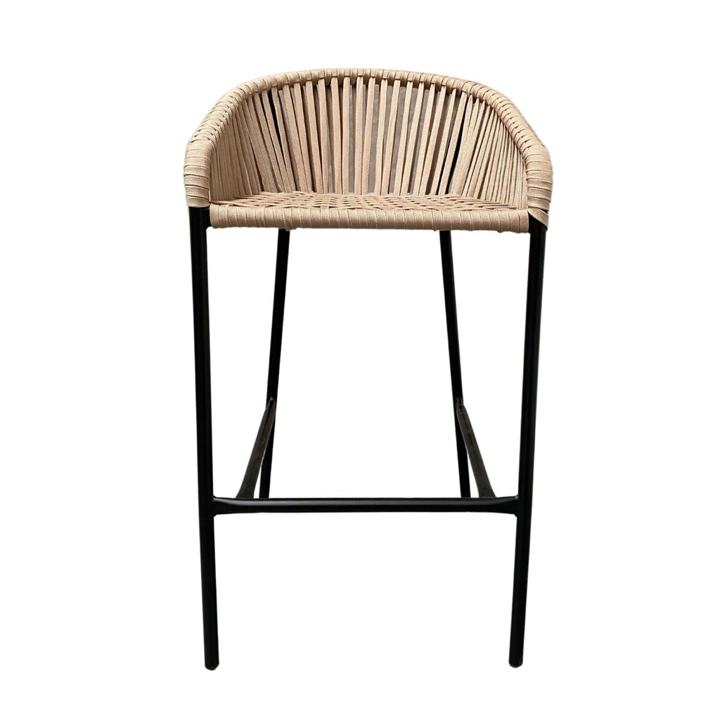Tequila banco metal negro cuerda beige plana_25788