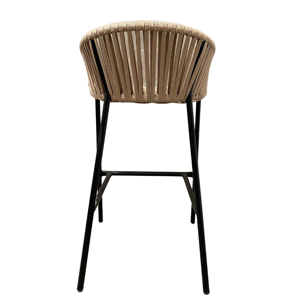 Tequila banco metal negro cuerda beige plana_25790