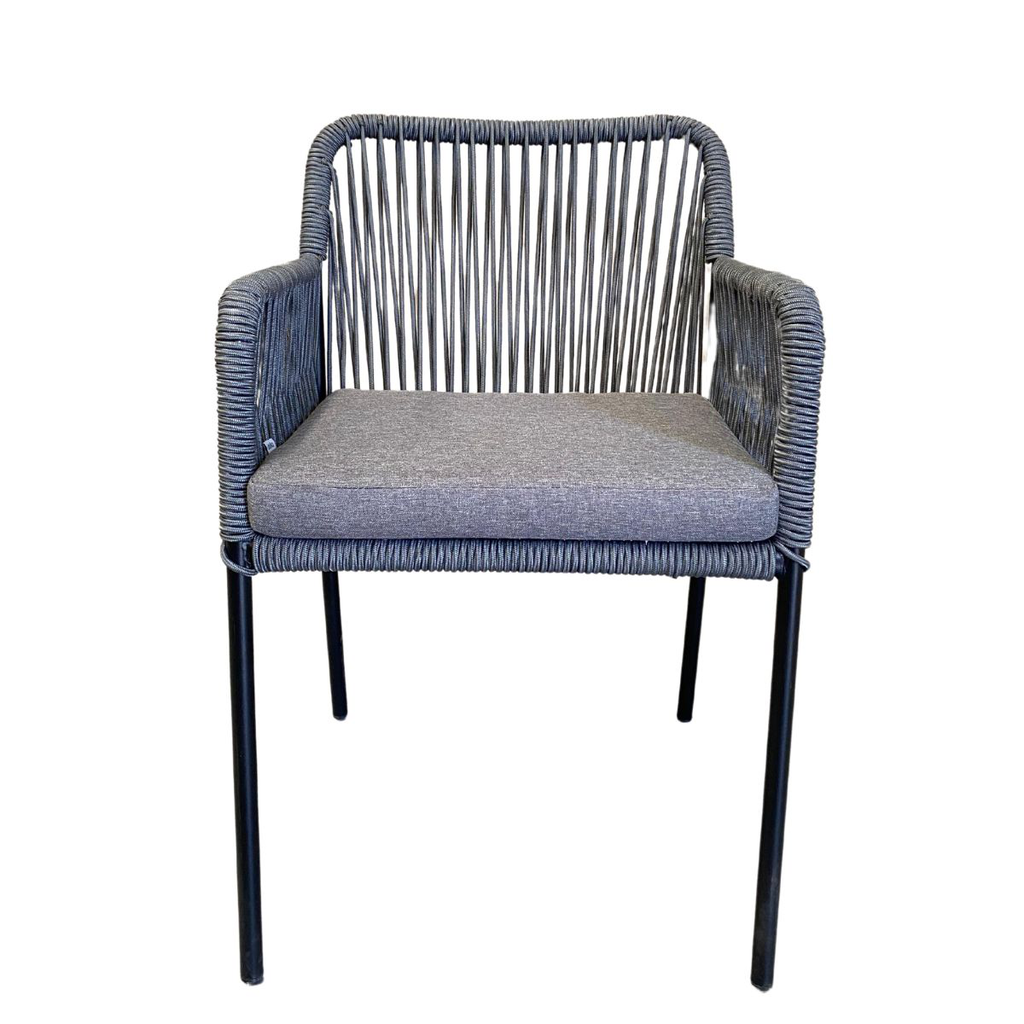 Chapala silla metal negro cuerda gris liso con cojín curri_25806