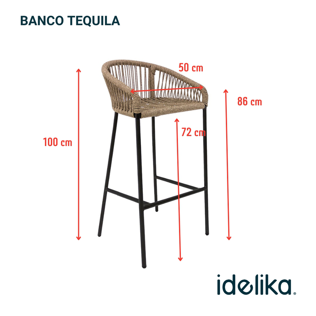 Tequila banco metal negro cuerda beige jaspeado // Exterior techado_27240