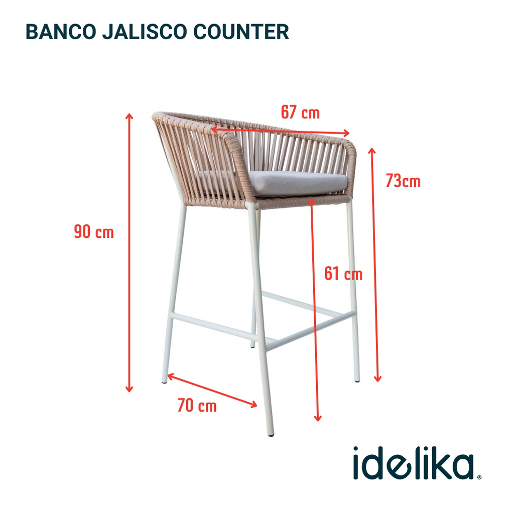 Jalisco banco counter metal negro cuerda beige // Exterior techado_27297