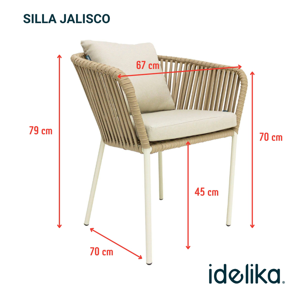 Jalisco silla metal negro cuerda negra cojines asiento y respaldo en loneta antidecoloración // Exterior techado_27336