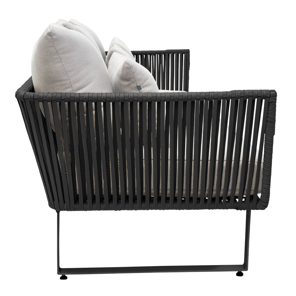 Vallarta sofa acero galvanizado negro y textilene tela loneta // Exterior 100%_30651