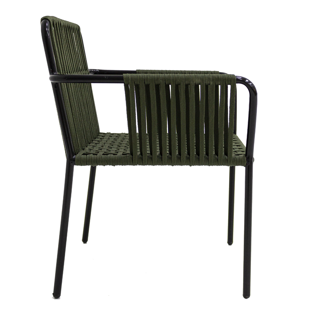 Merida silla acero galvanizado negro y textilene sin cojin // Exterior 100 %_30629