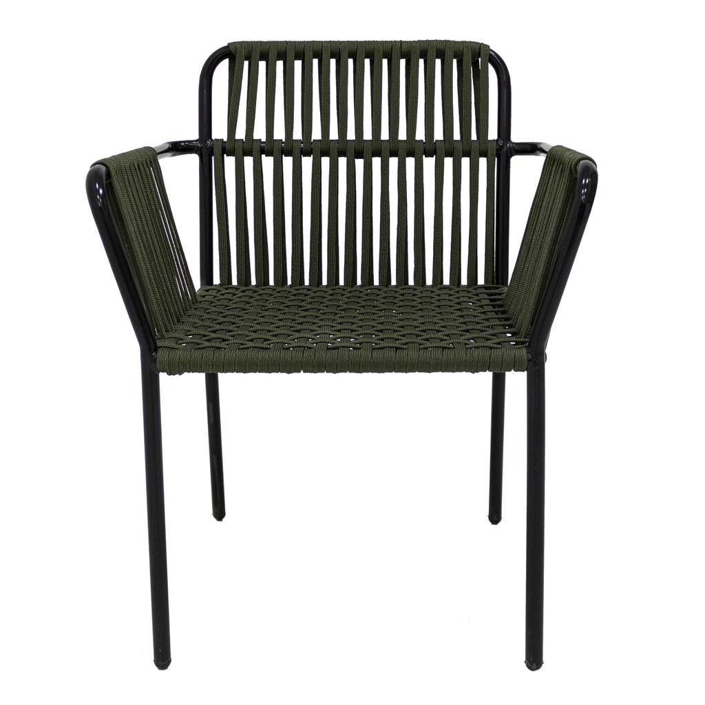 Merida silla acero galvanizado negro y textilene sin cojin // Exterior 100 %_30631