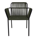 Merida silla acero galvanizado negro y textilene color verde militar con cojin // Exterior 100 %_30735