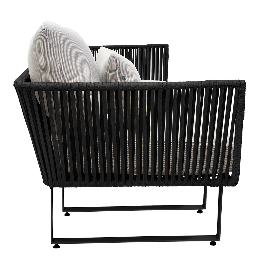 Vallarta sillon metal negro cuerda negra cojinería en tela loneta // Exterior techado_30689