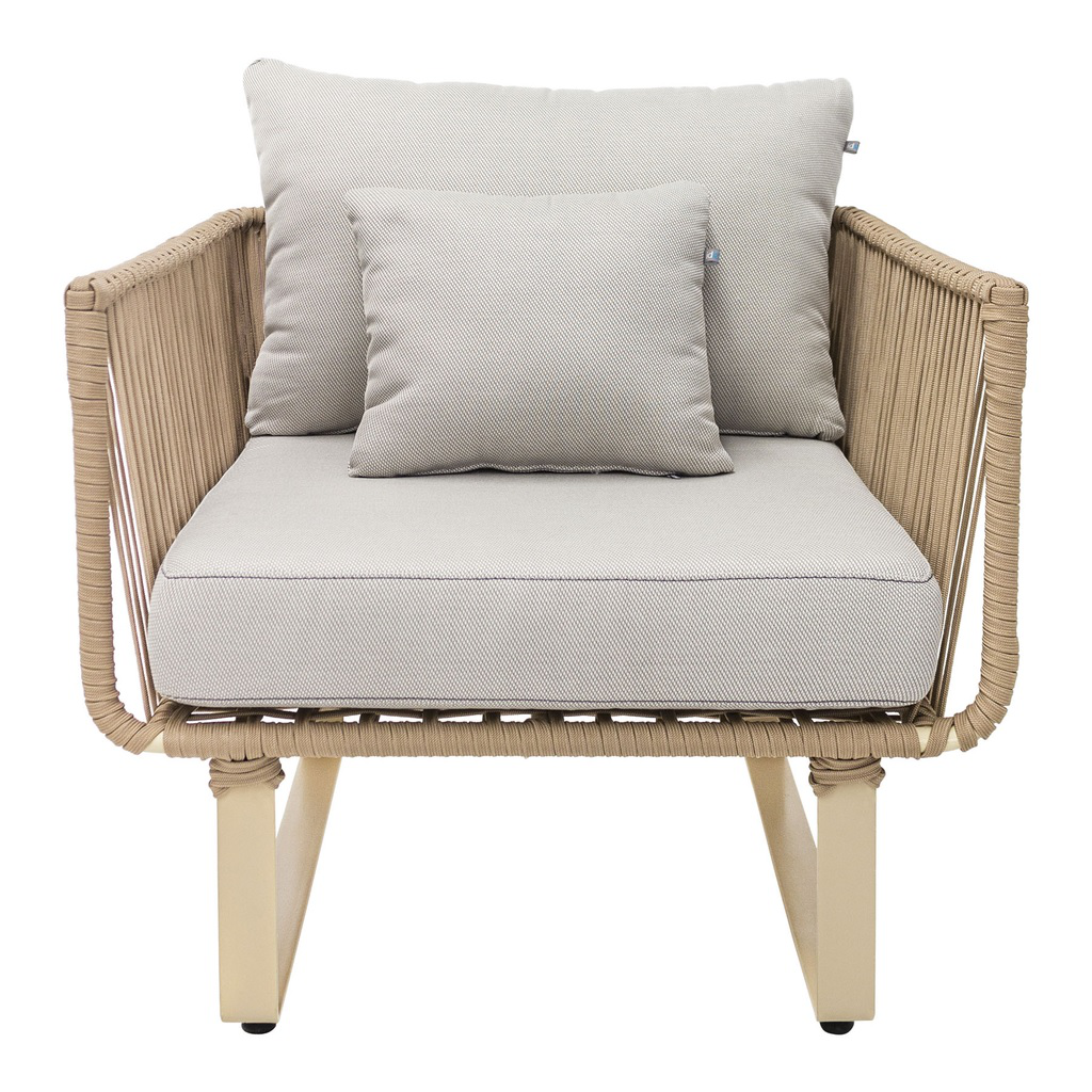 Vallarta sillon metal beige cuerda beige cojinería en tela curri // Exterior techado_30828