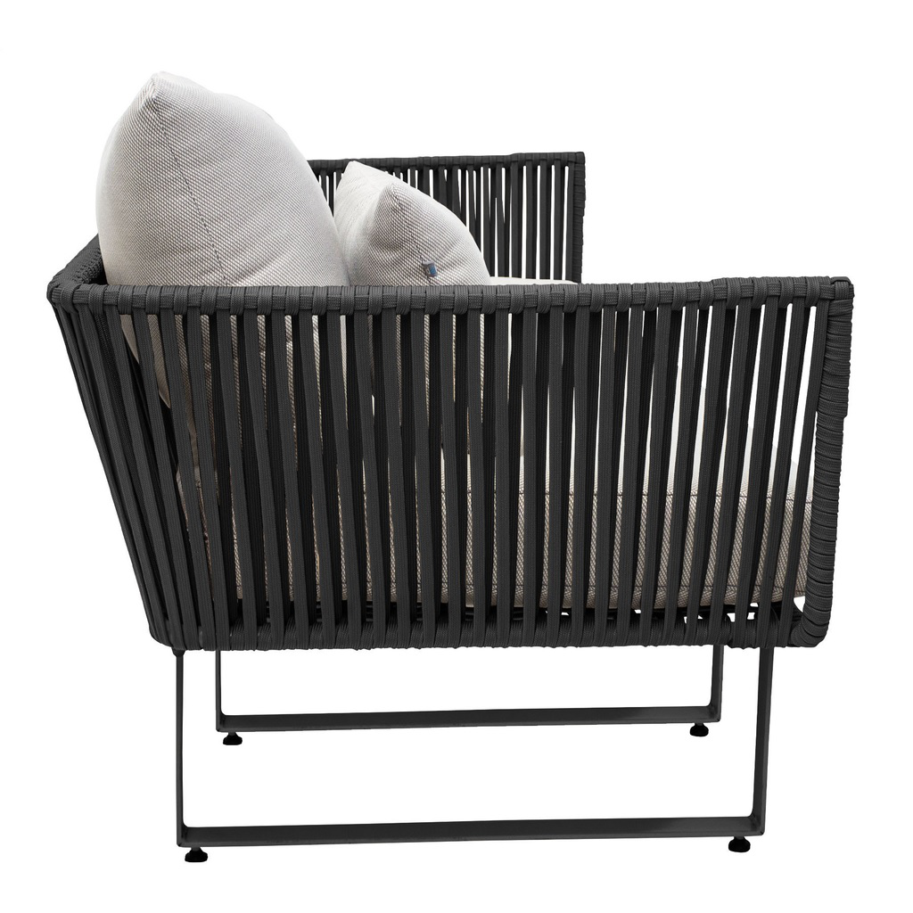 Vallarta sillon metal negro cuerda negra cojinería en tela loneta antidecoloración // Exterior techado_30887