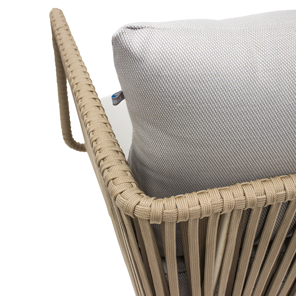 Vallarta sofa acero galvanizado negro y cuerda en textilene beige cojinería  tela curri // Exterior 100%_30899