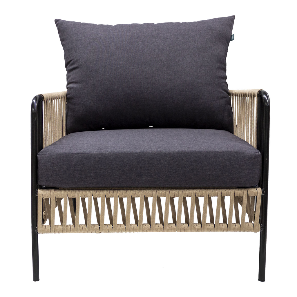Chetumal sillon metal negro cuerda negra cojinería en tela curri // Exterior techado_31050