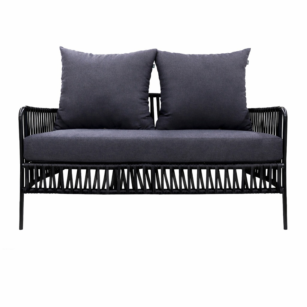 Chetumal love seat metal negro cuerda negra cojinería en tela curri // Exterior techado_31061