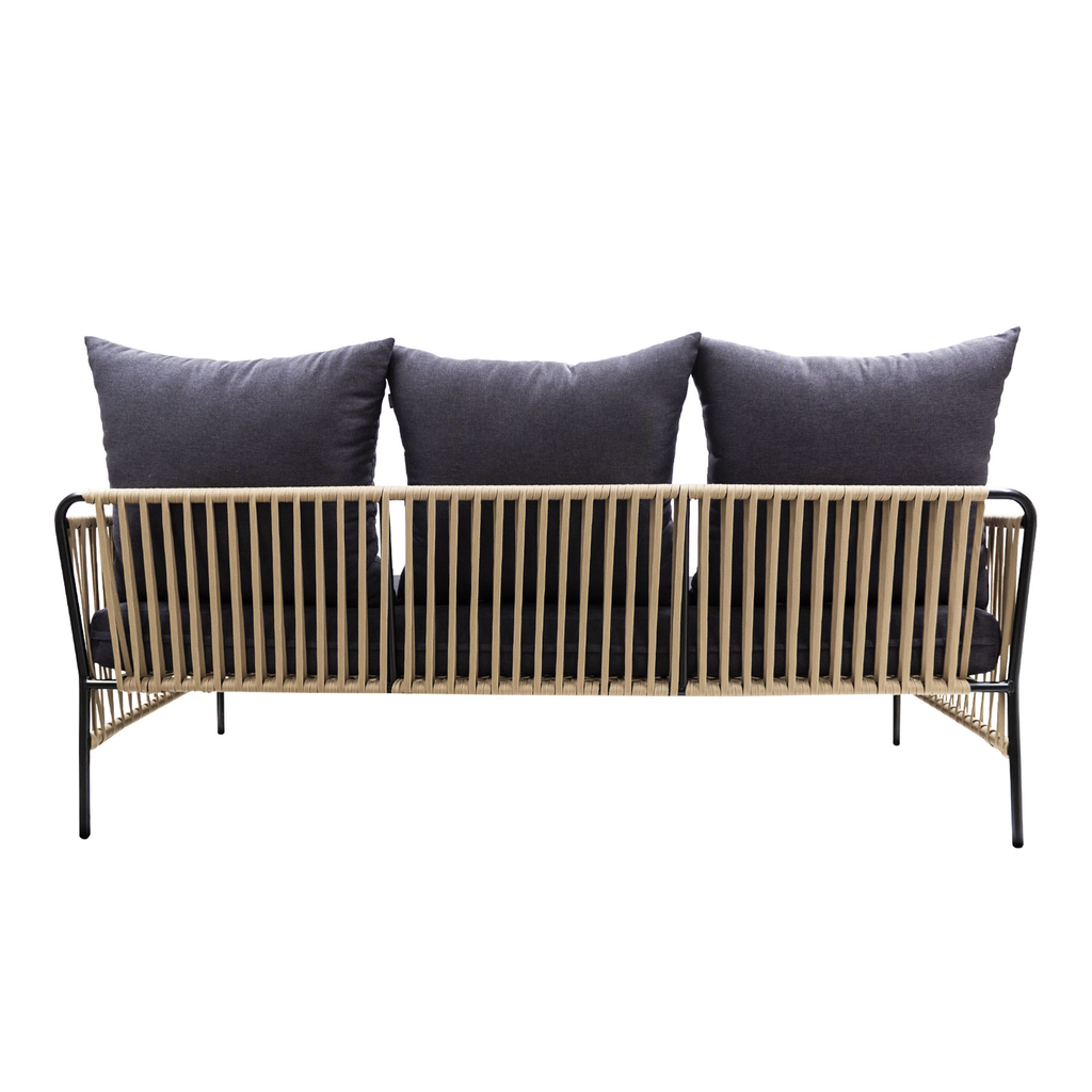 Chetumal sofa acero galvanizado negro cuerda textilene beige cojinería en tela loneta // Exterior 100%_31083