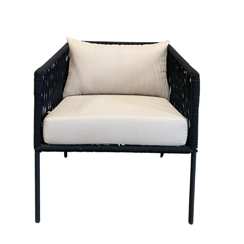 Tequila sillon acero galvanizado negro textilene negro cojinería tela loneta antidecoloración // Exterior 100 %_31222