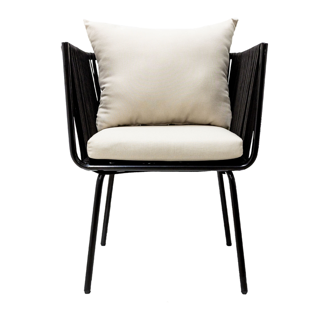 Chetumal silla acero galvanizado negro textilene negro cojinería en tela loneta  // Exterior 100%_31319