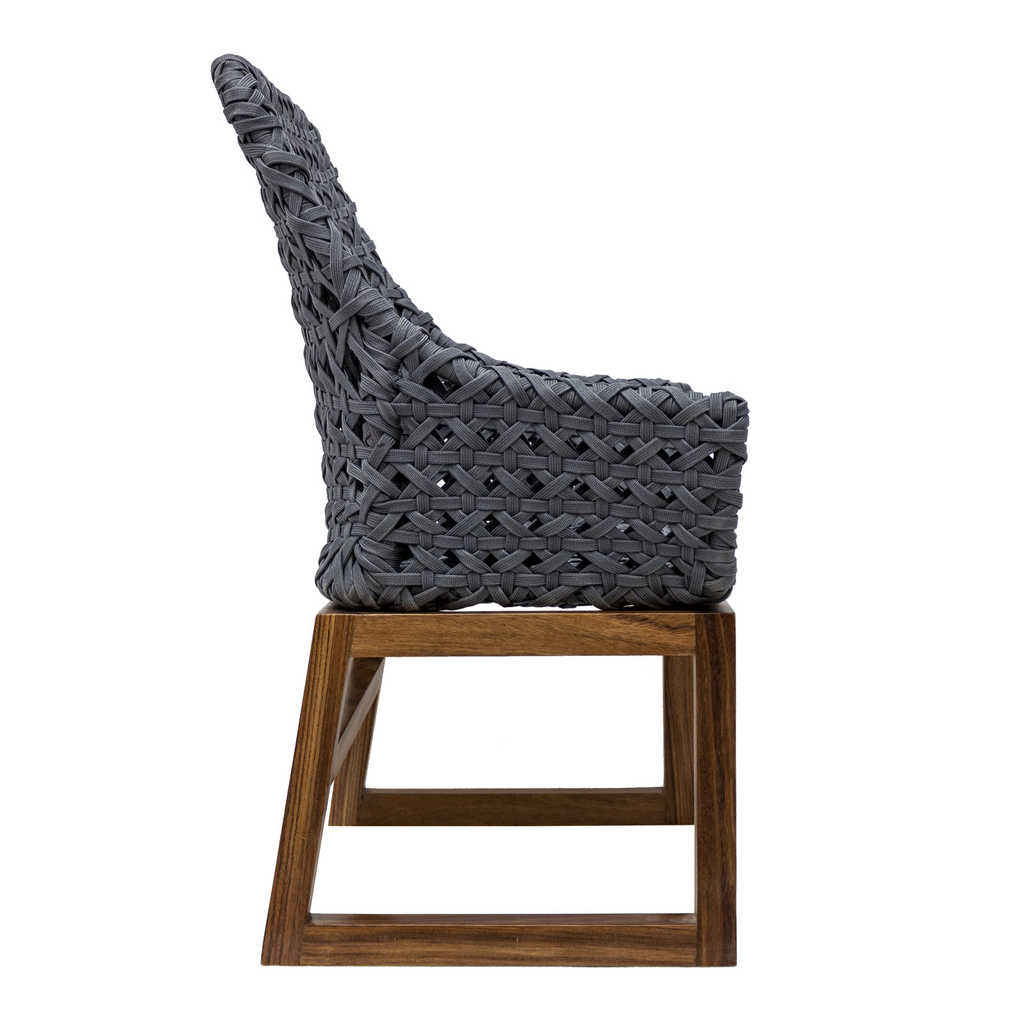 Bacalar sillon metal negro tejido con nylon gris PEDIDO ESPECIAL minimo 10 pzas // Exterior techado_31361