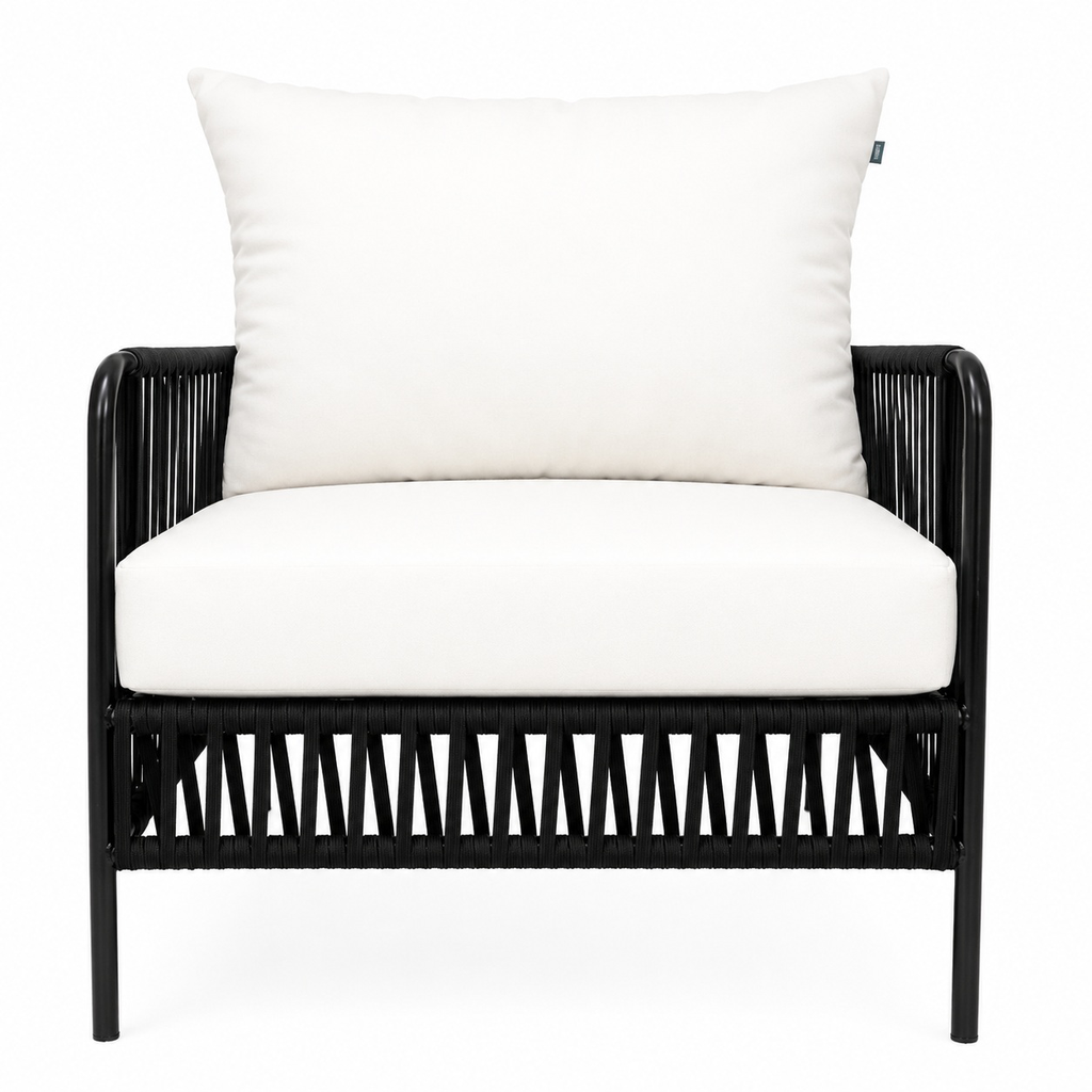 Chetumal sillón acero galvanizado negro textilene negro y loneta // Exterior 100%_31483
