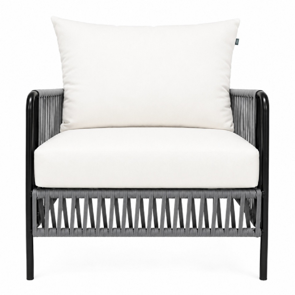 Chetumal sillón metal negro cuerda gris tela loneta antidecoloración // Exterior techado_32261