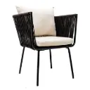 Chetumal silla metal negro cuerda negra cojinería // Exterior techado