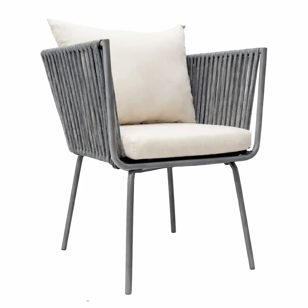 Chetumal silla acero galvanizado gris textilene gris cojinería en tela loneta // Exterior 100%