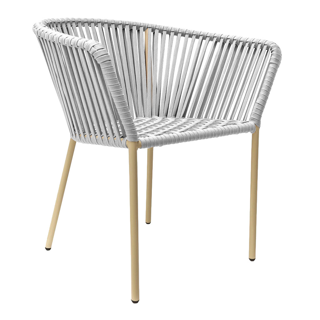 Jalisco silla metal beige cuerda blanca