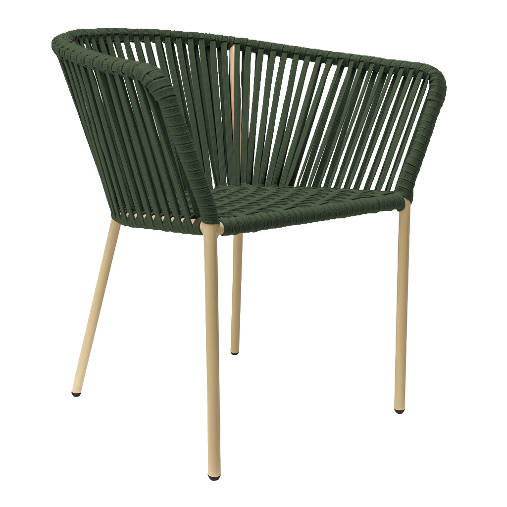 Jalisco silla metal beige cuerda verde militar