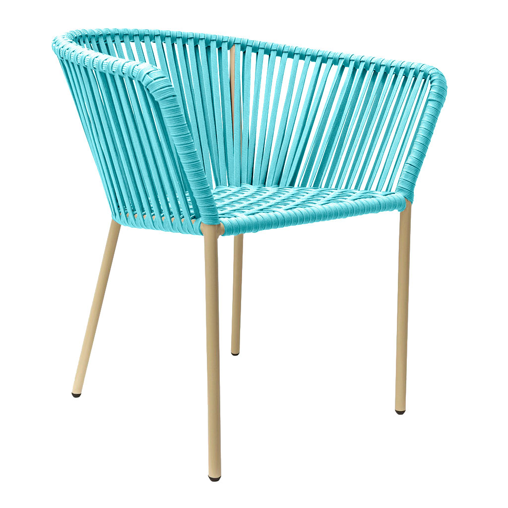 Jalisco silla metal beige cuerda verde aqua