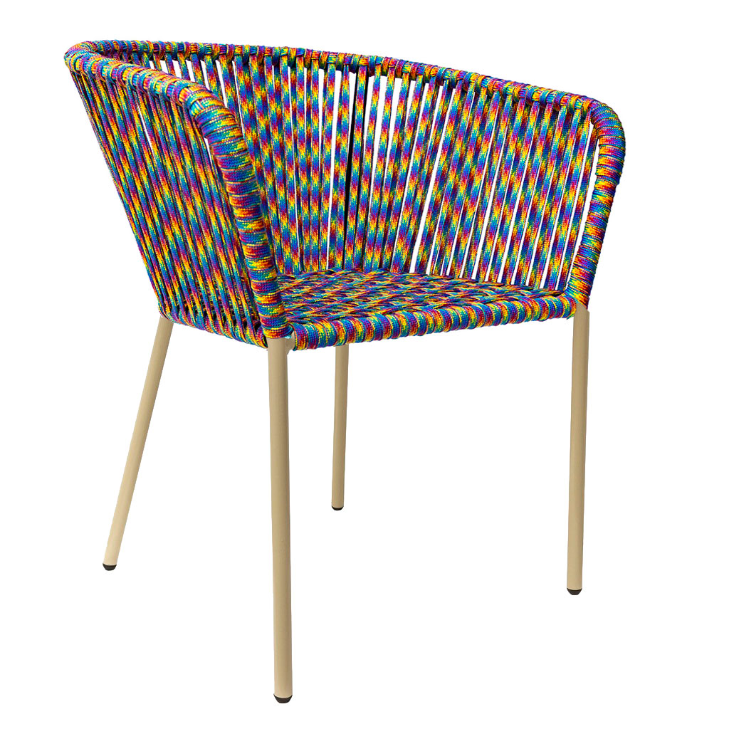 Jalisco silla metal beige cuerda arcoiris // Exterior techado