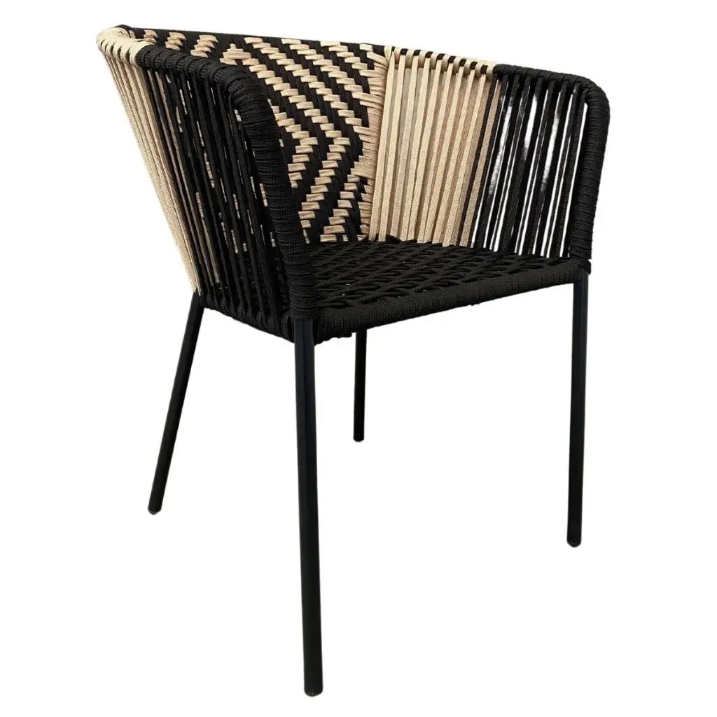 Huasteca silla cuerda negra con beige sin cojín // Exterior techado