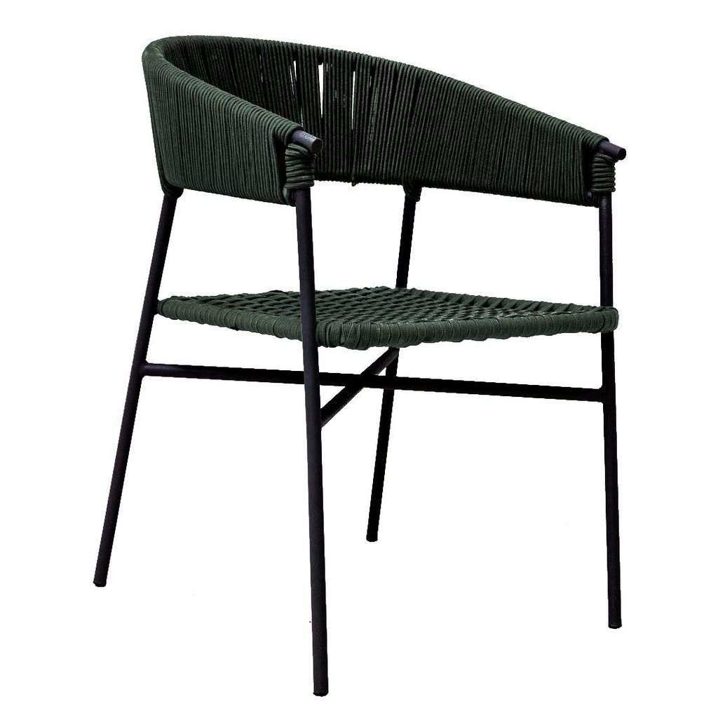 Zamora silla metal negro cuerda verde // Exterior techado