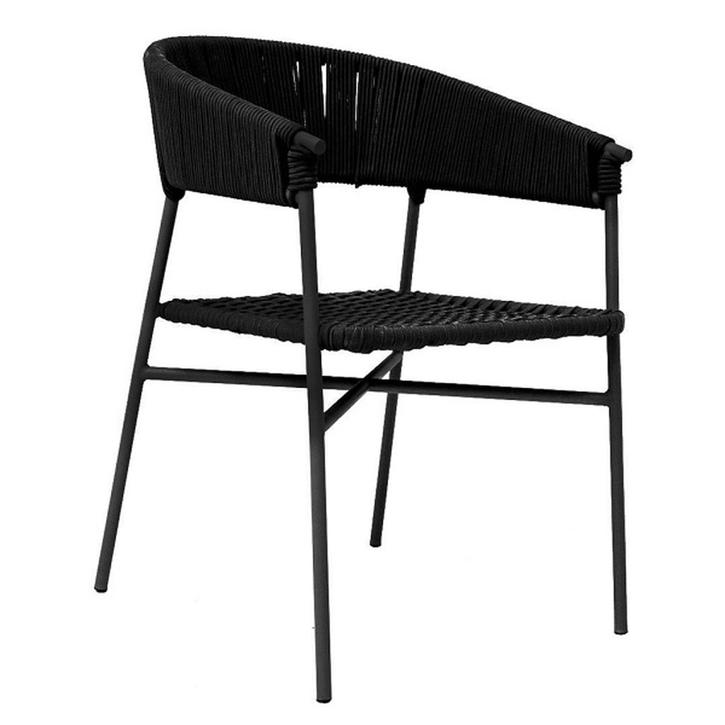 Zamora silla metal negro cuerda negra // Exterior techado