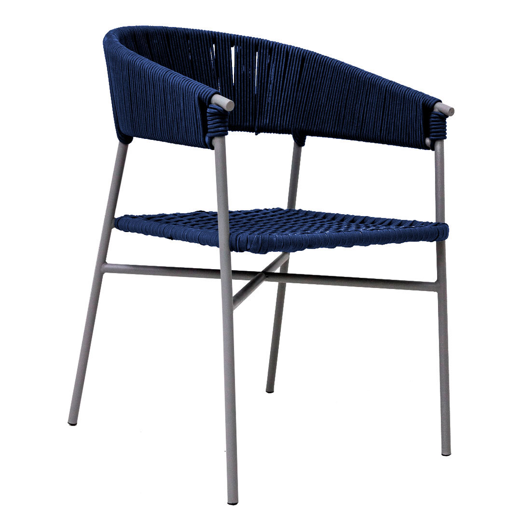 Zamora silla metal gris cuerda azul marino // Exterior techado