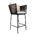 Chetumal banco metal negro cuerda negra cojinería loneta