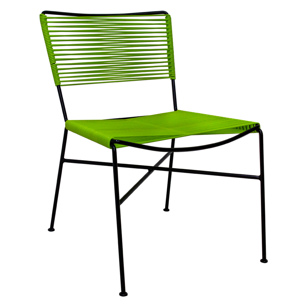Caleta silla metal negro cuerda verde // Exterior techado