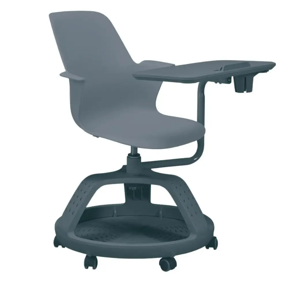 Pupitre mesa banco giratorio con ruedas color gris