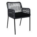 Chapala silla metal negro cuerda negra cojín tela curri // Exterior techado