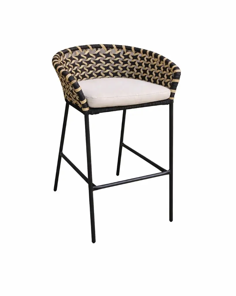 Tepoztlán banco metal beige cuerda beige cojín loneta