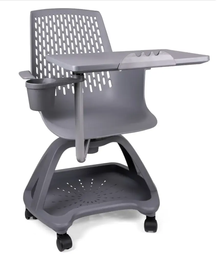 Partner pupitre mesa banco giratorio con ruedas color gris