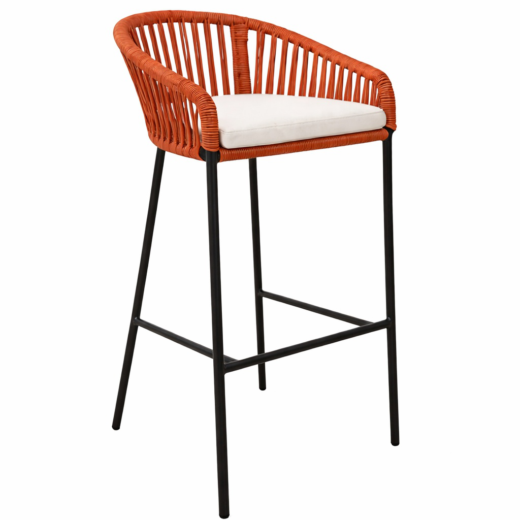 Tequila banco acero galvanizado negro cuerda plana textilene terracota y cojín loneta // Exterior 100%