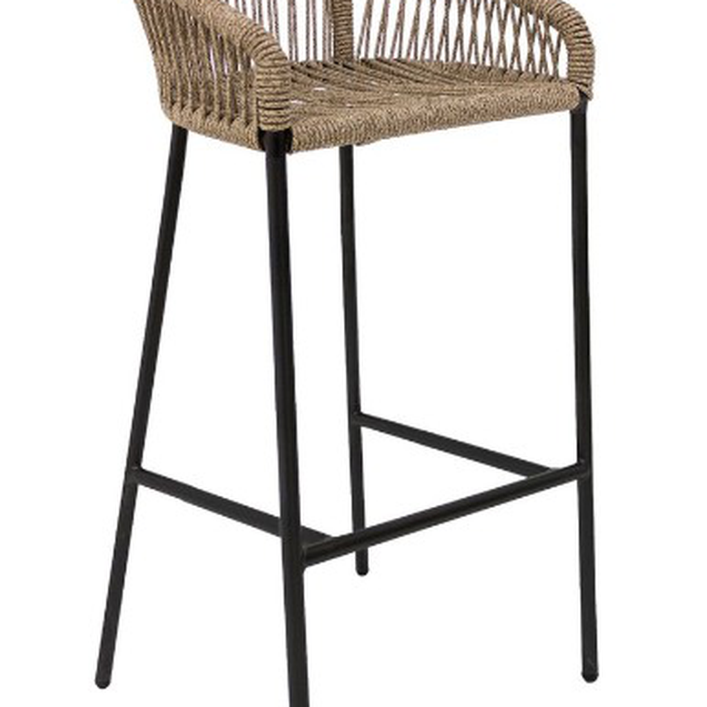 Tequila banco metal negro cuerda beige jaspeado