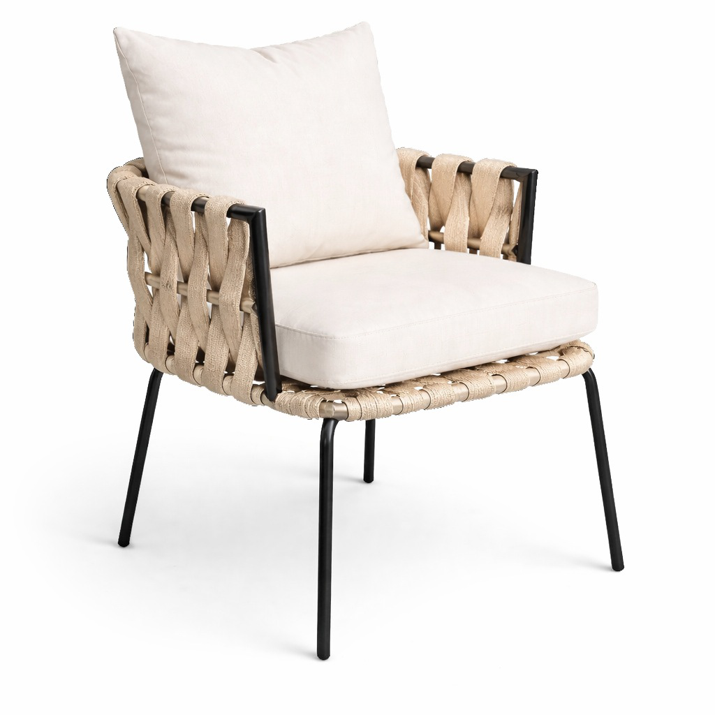 Veracruz silla metal negro cuerda nylon beige tela loneta // Exterior techado