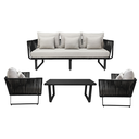 Vallarta sala 3+1+1+ mesa acero galvanizado cuerda textilene y loneta // Exterior 100%