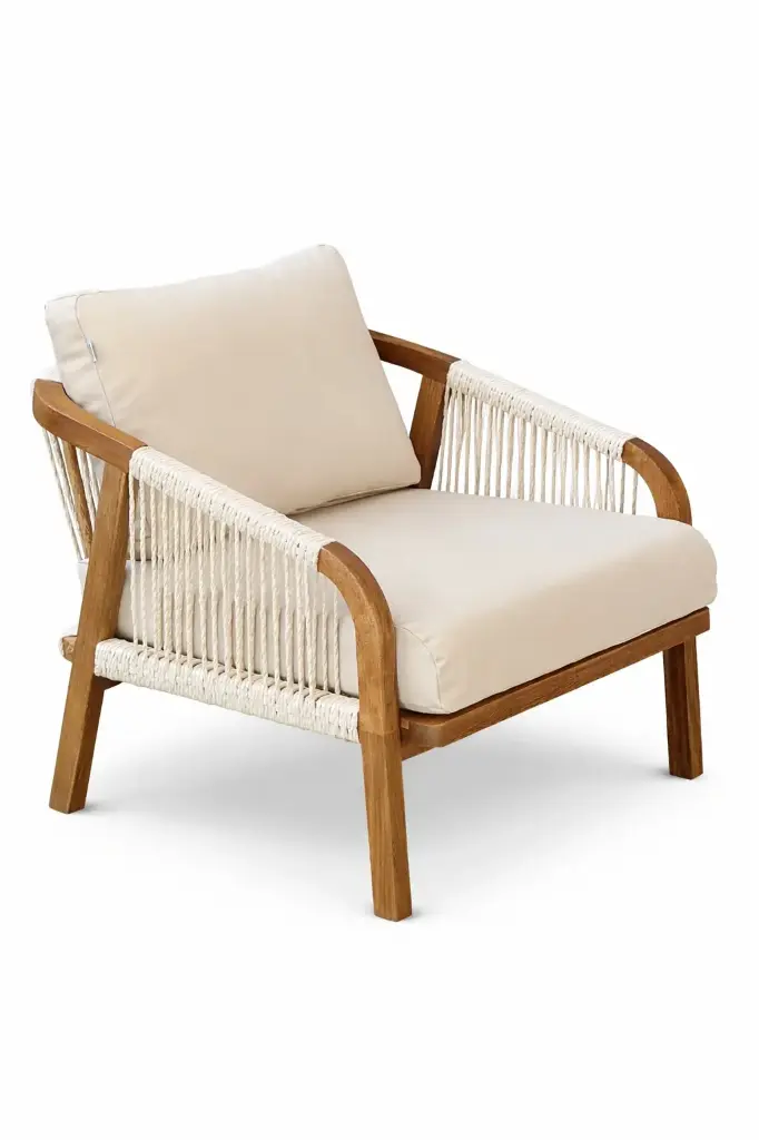 Pichilingue sillón madera, cuerda de palma y loneta // Exterior 100%