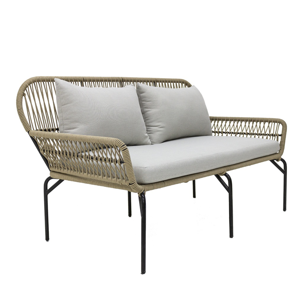Zapotlán sofá metal negro cojineria tela loneta // Exterior techado
