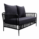 Chetumal love seat metal negro cuerda negra cojinería en tela curri // Exterior techado