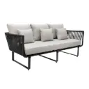 Vallarta sofá acero galvanizado negro textilene negro y loneta // Exterior 100% 